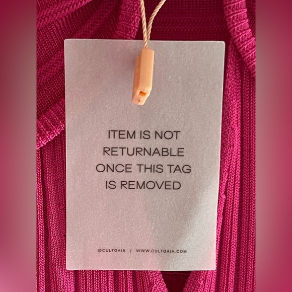 NWT Cult Gaia Elfreda Cut Out Ribbed Sexy MIDI Dress Dragonfruit Pink Fuchsia - Picture 6 of 10